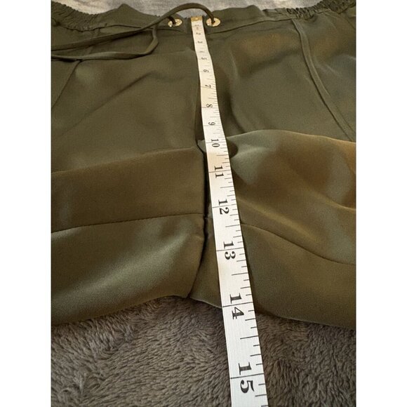 Ted Baker Women's Satin Pants Size 4 Green Silky Elastic Waist Casual Modern - Picture 8 of 9